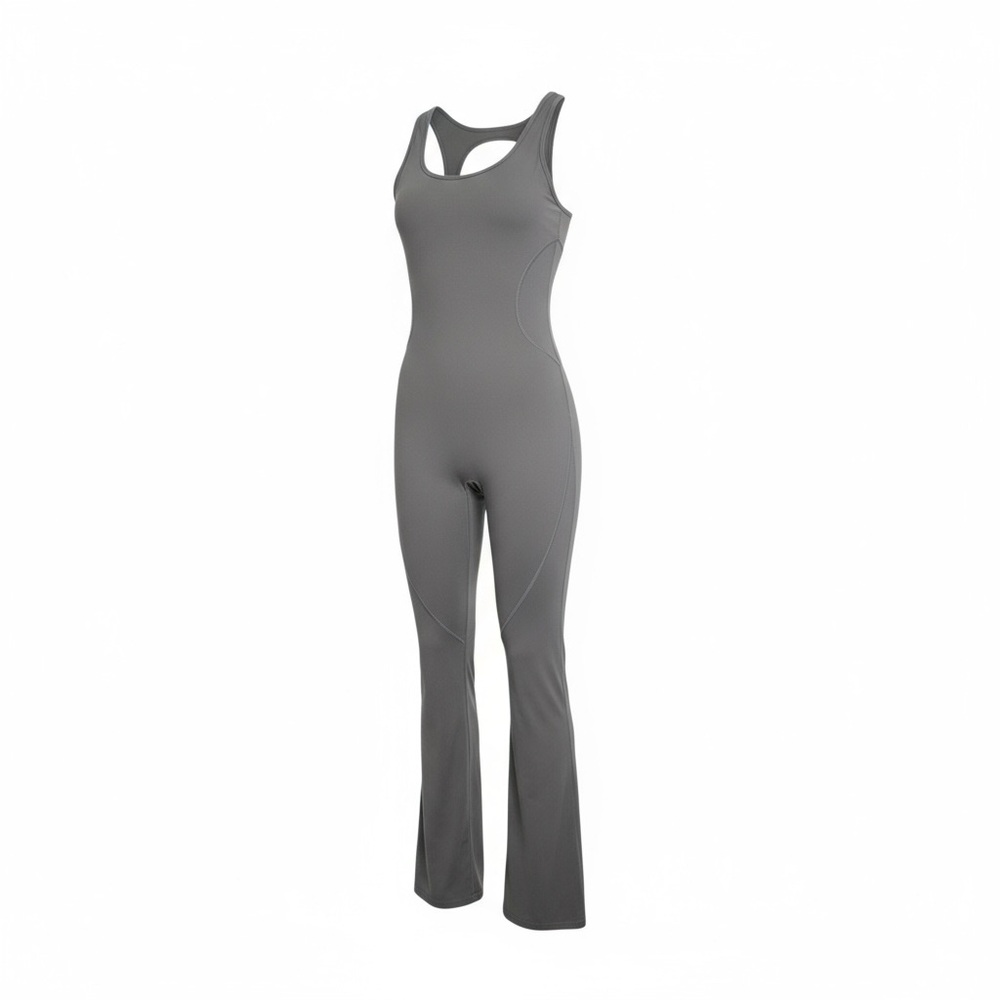 Workout‎ flare Leg Sleeveless Jumpsuit Open Back Athletic
